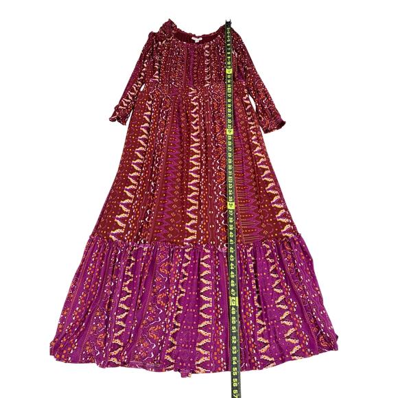 Knox Rose Women's Deep Hibiscus Long Sleeve Boho Maxi Dress XL Red - Picture 14 of 14